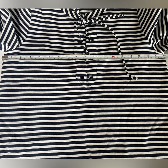 J.Crew Factory- Stripe Lace-Up Short Sleeve Nautical Dress- Small -Navy & White - Picture 6 of 8